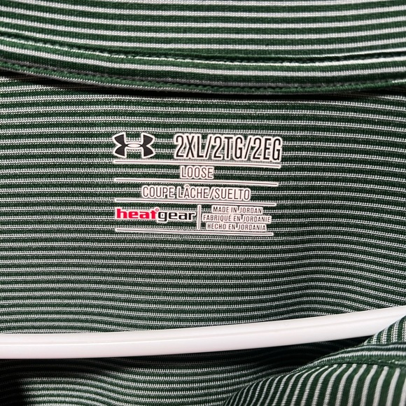 Men’s Under Armour Striped Green Pullover Quarter Zip - Picture 3 of 3